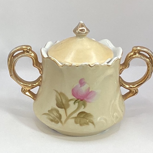 Lefton China Heritage Rose Chocolate Sugar Bowl with Lid - Picture 2 of 4